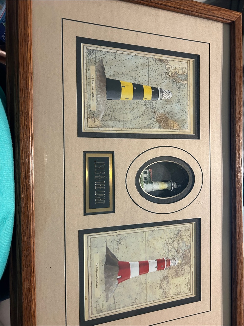 Framed Lighthouse Triptych Wall Art - Nautical Decor